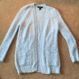 Forever21 fuzzy light blue cardigan